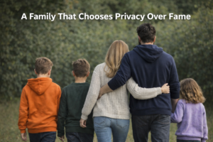 A family walking down a grassy path